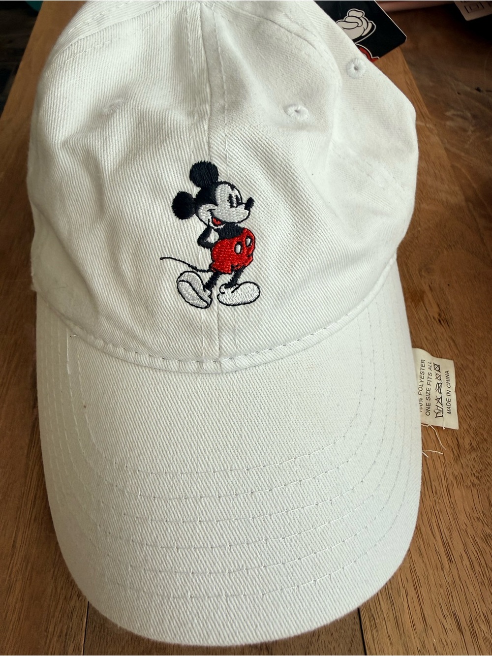 Disney White Cap with Red & Black Mickey Tag